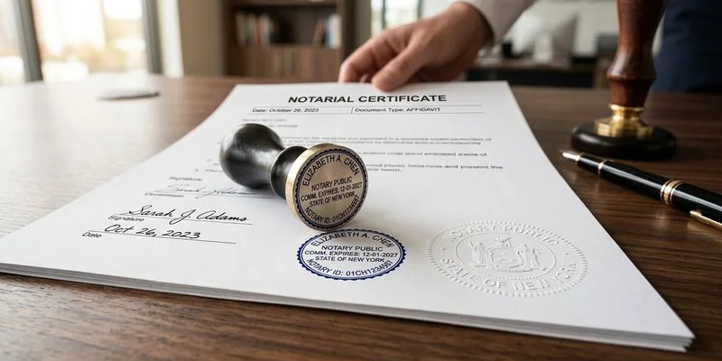 Completed notarized documents ready for filing or mailing