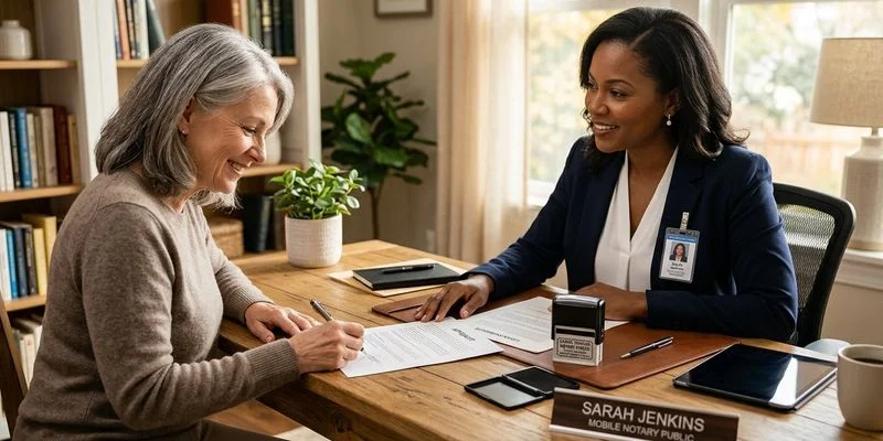 Mobile notary traveling to client location in North Carolina